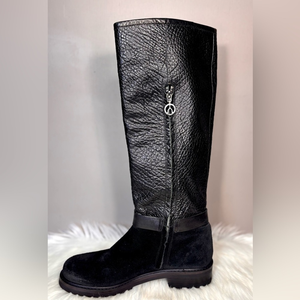 WISHBONE Leather & Suede Moto Boots - Picture 6 of 10